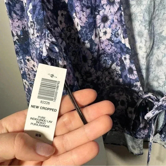 NWT  SUNDAY BEST PURPLE FLORAL TIE TOP M - Picture 4 of 7